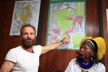 British singer and activist Sting next to Brazilian indigenous Caiapo chief Raoni (AFP/File/Wladimir de Souza). British singer and activist Sting next to Brazilian indigenous Caiapo chief Raoni (AFP/File/Wladimir de Souza).