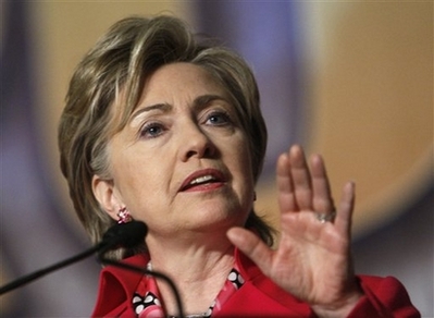 US Secretary of State Hillary Clinton speaks on 'Development in the 21st Century' at the Peterson Institute of International Economics in Washington, DC. (AFP/Mandel Ngan)