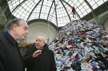 French Culture minister Frederic Mitterrand with French artist Christian Boltanski, near his installation French Culture minister Frederic Mitterrand with French artist Christian Boltanski, near his installation