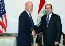 US Vice President Joe Biden and Iraqi Prime Minister Nuri al-Maliki, in a handout image made available by the Iraqi Prime Minister's office (AFP/Iraqi Prime Minister's Office)