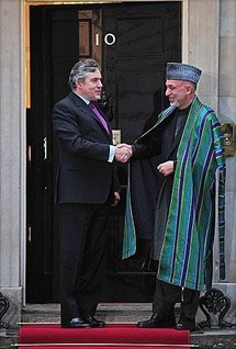 British Prime Minister Gordon Brown and Afghan President Hamid Karzai