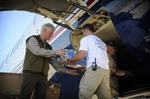 Bill Clinton at the international airport of Port-au-Prince