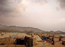 Displaced Yemenis from the Saada province at the Mazraq Internally Displaced People's camp