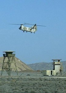 An Iranian military helicopter flies over a nuclear power plant in Natanz, in 2005