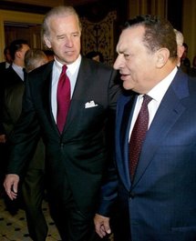 US Vice President Joe Biden and Egypt's President Hosni Mubarak