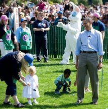 US President Barack Obama at the annual White House Easter Egg Roll.