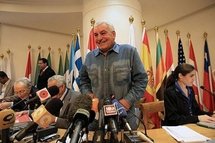 Egypt's antiquities chief Zahi Hawass during the closing session of the Conference on International Cooperation for the Protection and Repatriation of Cultural Heritage in Cairo. (AFP/Victoria Hazou)