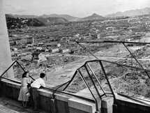 Hiroshima after the US nuclear bombing on the city during World War II. Hiroshima after the US nuclear bombing on the city during World War II.