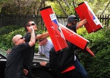 Members of the neo-Nazi group, The American National Socialist Movement. (AFP/Mark Ralston)