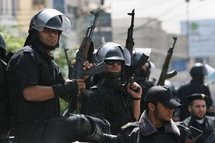 Hamas security men patrol the streets of Gaza city.