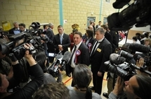 BNP leader Nick Griffin speaks to the media. BNP leader Nick Griffin speaks to the media.