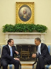 Lebanese Prime Minister Saad Hariri (left) and US President Barack Obama during a meeting in the Oval Office of the White House in Washington Lebanese Prime Minister Saad Hariri (left) and US President Barack Obama during a meeting in the Oval Office of the White House in Washington