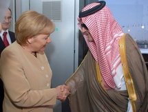 German Chancellor Angela Merkel and Saudi Foreign Minister Prince Saud al-Faisal, as the German Chancellor arrives at the airport in Jeddah German Chancellor Angela Merkel and Saudi Foreign Minister Prince Saud al-Faisal, as the German Chancellor arrives at the airport in Jeddah