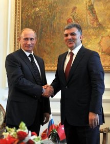 Russian Prime Minister Vladimir Putin (left) with Turkish President Abdullah Gul (right)