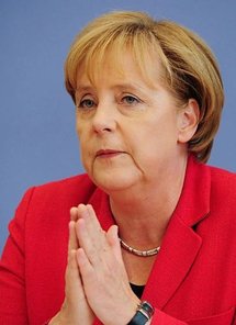 German Chancellor Angela Merkel addresses a press conference in Berlin.