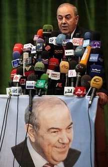 Former Iraqi premier Iyad Allawi speaks during a press conference in Baghdad on 8th June.