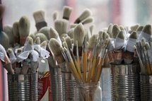 Paintbrushes in a studio in Paris Paintbrushes in a studio in Paris