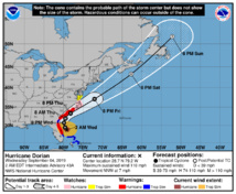 Dorian weakens but still destructive as it slowly turns to US coast Dorian weakens but still destructive as it slowly turns to US coast