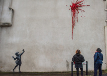 In Bristol, Bansky creates catapulted roses mural for Valentine's Day