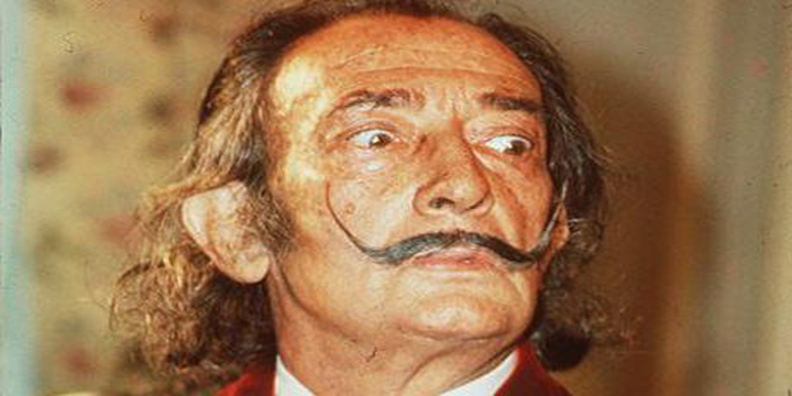 Dali's trademark moustache intact at '10 past 10' position Dali's trademark moustache intact at '10 past 10' position