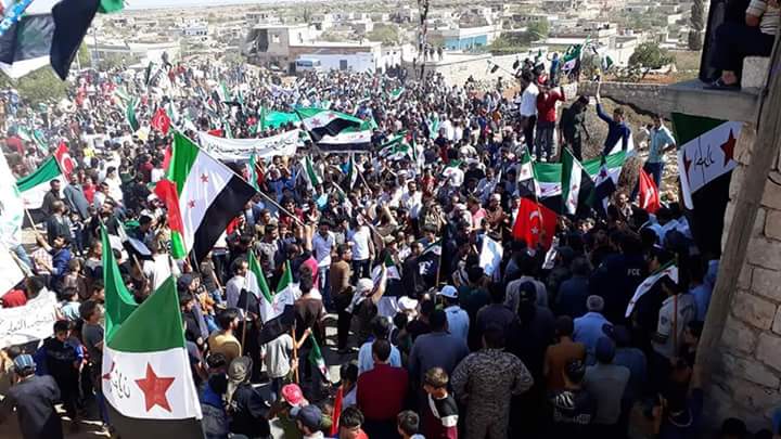 Residents in Syria's embattled Idlib hold anti-UN protest