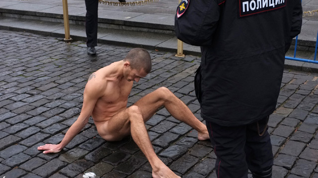 Russia opens case against against scrotum-nailing artist