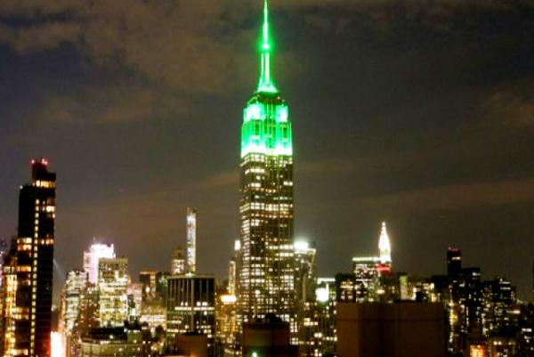 New York's Empire State Building lit green for Eid New York's Empire State Building lit green for Eid