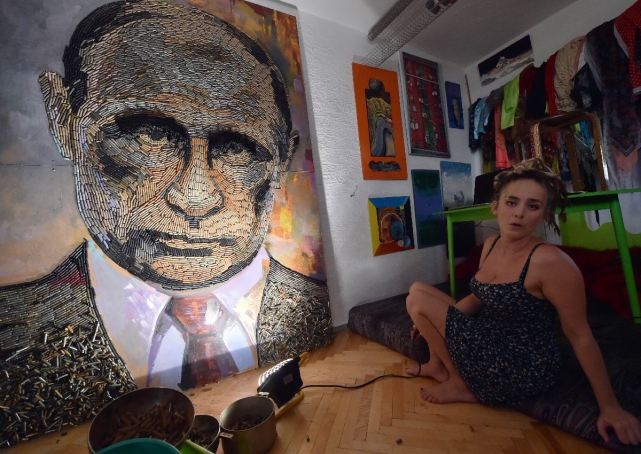 'Face of War': Ukraine artist creates Putin portrait with bullet shells
